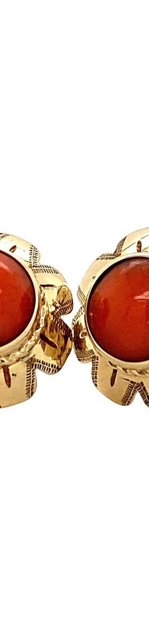 Vintage 14K Gold Stud Earrings with Red Coral